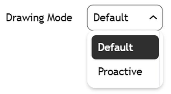 إعداد Drawing Mode في المؤشر: Default و Proactive