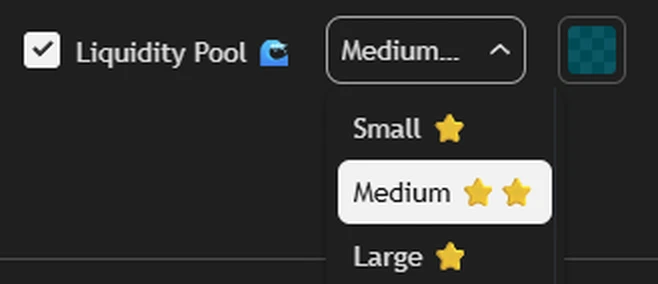 إعداد Liquidity Pool في المؤشر: Small و Medium و Large